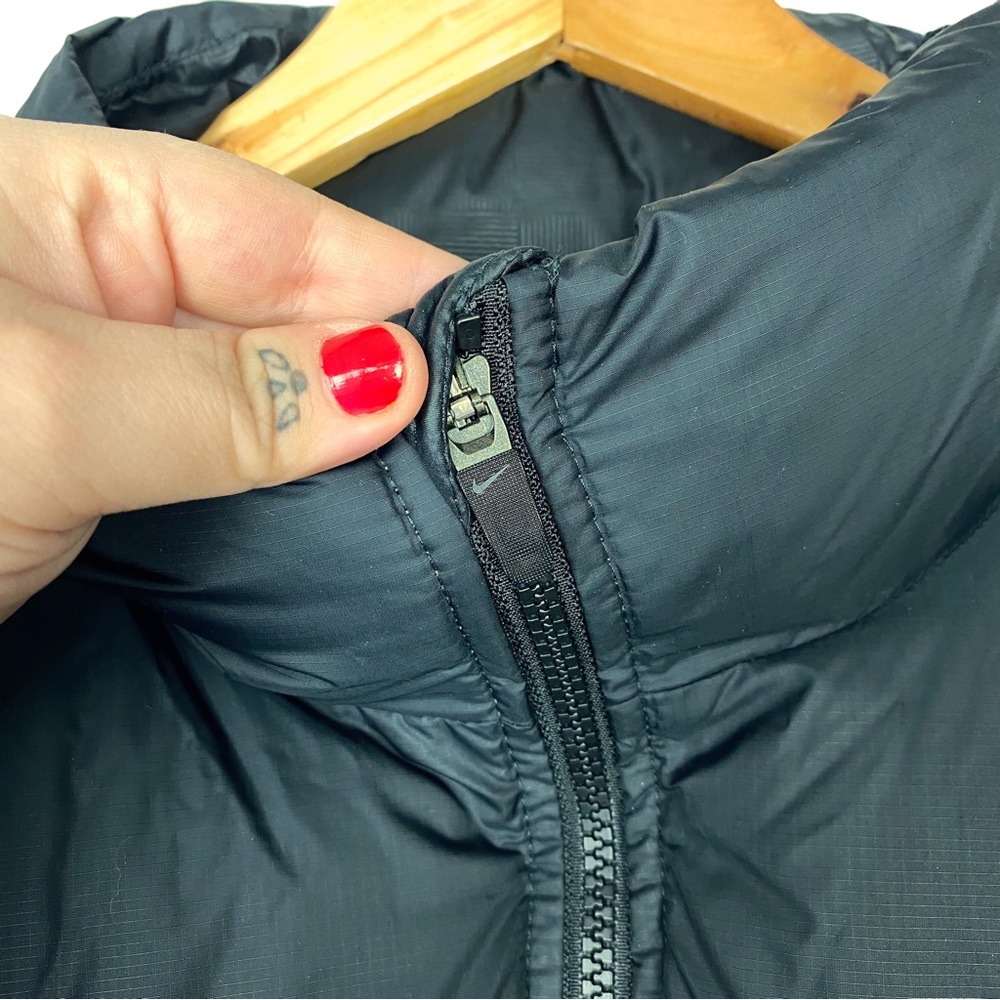 Nike RARE Vintage Y2k Swoosh Down 550 Puffer Zip Up Winter Bomber Jacket Black - Picture 6 of 15